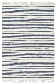 vidaXL Vloerkleed chindi handgeweven 200x290 cm katoen blauw en wit