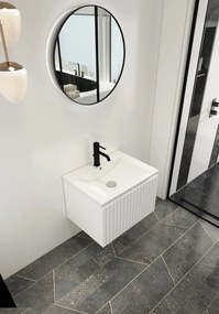 Fontana Lento wit badkamermeubel ribbelfront met witte wastafel 60cm 1 kraangat