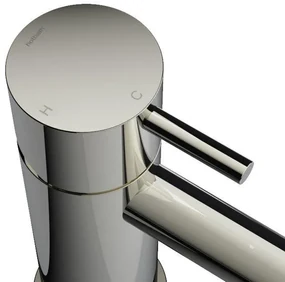 Hotbath Cobber lage wastafelmengkraan met gebogen uitloop zonder waste glans nikkel CB003CNI
