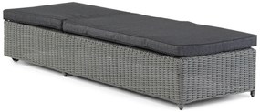 Garden Collections Charlotte Ligbed Off Black Met Wielen Wicker Grijs