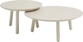 Salute ronde lounge tuintafels set van 2 ceramic oyster linen Taste 4SO