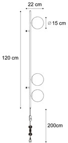 Design wandlamp zwart met mat glas 3-lichts - Vertical Design G9 bol / globe / rond Binnenverlichting Lamp