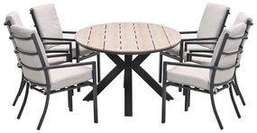Garden Impressions Senja tuinset 7-delig desert sand - Tulli tuintafel 220x115xH75 cm - light teak vironwood