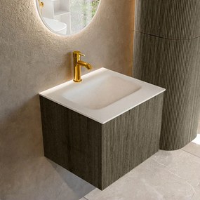 Mondiaz Kurve 50cm badmeubel shadow met 1 lade en wastafel grunne midden 1 kraangat