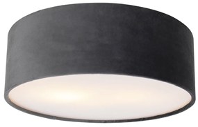 Stoffen Moderne plafondlamp grijs 30 cm met gouden binnenkant - Drum Modern E27 cilinder / rond Binnenverlichting Lamp