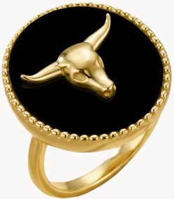 Vergulde ring Neo met zwarte onyx