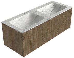 Mondiaz Kurve-dlux 120cm badmeubel dusk met 1 lade en wastafel leaf dubbel zonder kraangat opalo