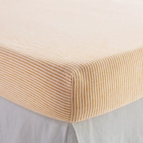 Hoeslaken van gewassen linnen, hoogte 30 cm, gestreept, LIMONA