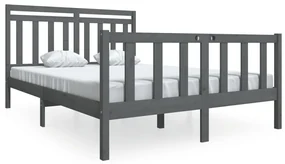 vidaXL Bedframe massief hout grijs 140x190 cm