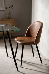 Zwarte Teok Vintage Kunstlederen Stoel