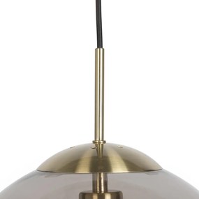 Smart hanglamp met dimmer messing met smoke glas 30 cm incl. Wifi ST64 - Ball Modern, Retro E27 rond Binnenverlichting Lamp