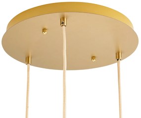 Art deco hanglamp messing met amber glas 3-lichts - Douglass