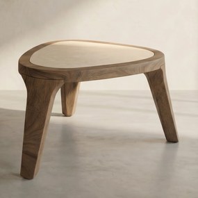 Bijzettafel Hout Met Marmer - 45 X 38cm.