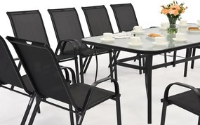 Modena metalen tuinmeubel voor 12 personen met grote tafel Garden Point zwart