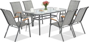 Tuinmeubelen eetset Modena/Bitonto grijs voor 6 personen Garden Point