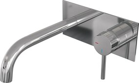 Brauer Stripe inbouw wastafelkraan ColdStart met gebogen uitloop en afdekplaat model A1 chroom
