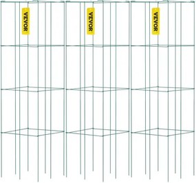 VEVOR Tomatenkooien, 37 x 37 x 100 cm, set van 3 vierkante plantenkooien, robuuste groene tomatentorens van PVC-gecoat staal voor het klimmen van groenten, planten, bloemen en fruit