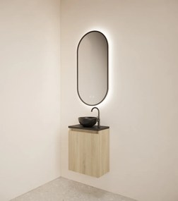 Gliss Design Echo toiletmeubel 40cm evoke eiken met toppaneel zwart mat