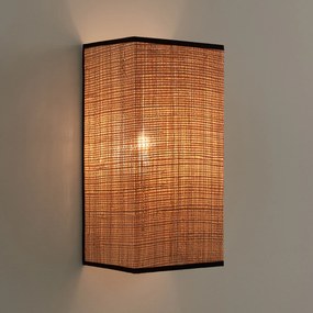 Rechthoekige wandlamp in raffia, Dolkie