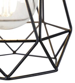 Landelijke wandlamp zwart met hout - Dami Frame