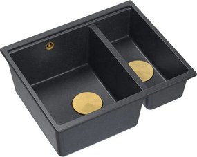 granieten spoelbak Logan 150 Black Metallic