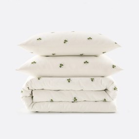 Beddengoedset van 30% gerecycled katoen, vierkant kussensloop, klaverprint, LUCKY CLOVER