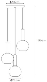 Lucide Marius hanglamp 48cm 3x E27 zwart