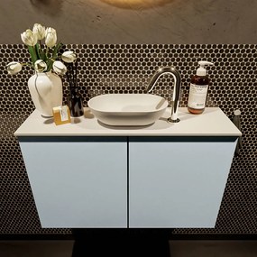 Mondiaz Fowy toiletmeubel 80cm clay met witte waskom midden en kraangat