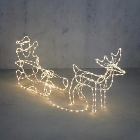 Kerst vloerlamp rendier met slee 176cm incl. LED met timer IP44 -Sori
