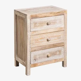 Bakam Nachtkastje Van Mangohout Vintage Wit Hout - Sklum