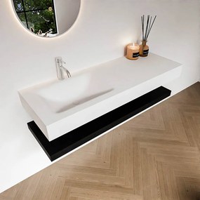 Zaro Alan badmeubel 130cm met planchet urban en vrijhangende wastafel cloud links 1 kraangat talc