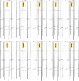 VEVOR Tomatenkooien, 30 x 30 x 117 cm, set van 10 vierkante plantenkooien, robuuste zilveren, met PVC gecoate stalen tomatentorens voor het klimmen van groenten, planten, bloemen en fruit