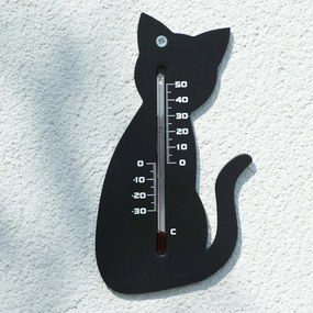 Nature Wandthermometer kat zwart