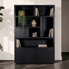 Boekenkast Zwart Eiken 150 Cm - 150x42x220cm.
