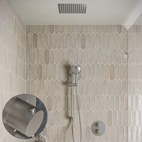 Saniclear Cube Curved inbouw regendouche rond met inbouw douchekop 30x30cm, glijstang en 2 standen handdouche RVS