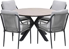 Garden Impressions Stevie tuinset 5-delig taupe - Tulli tuintafel Ø122x75 cm - light teak vironwood
