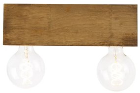 Landelijke plafondspot vintage hout 2-lichts - Bloc