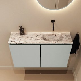 Mondiaz Ture DLux toiletmeubel 80cm greey met wastafel glace rechts zonder kraangat