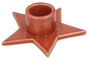 Kandelaar voor dinerkaars, porselein, ster, oranje