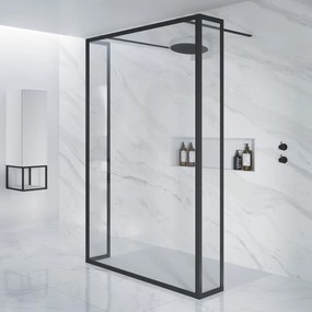 Riho Lucid GD404S vrijstaande douchewand met draaibare zijwand 180cm zwart mat