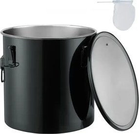 VEVOR Frituurvet-emmer, olie-afvoercontainer 30 L, roestvrijstalen frituurolie-emmer, roestwerende coating, olietransportcontainer met deksel, filterzak voor het filteren van hete bakolie, zwart