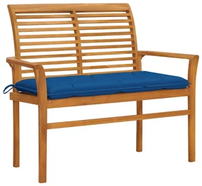vidaXL Tuinbank met blauw kussen 112 cm massief teakhout
