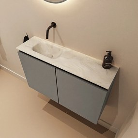 Mondiaz Ture DLux toiletmeubel 80cm smoke met wastafel ostra links zonder kraangat