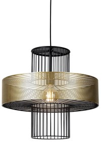 Smart hanglamp goud met zwart 50 cm incl. Wifi G95 - Tess