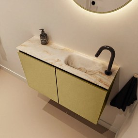 Mondiaz Ture DLux toiletmeubel 80cm oro met wastafel frappe rechts met kraangat