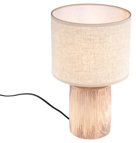Moderne tafellamp hout 35 x 20 cm incl. LED - Lipa Landelijk E14 rond Binnenverlichting Lamp