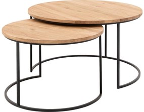 Goossens Salontafel Iras rond, hout eiken blank, modern design, 75 x 45 x 75 cm