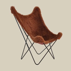 Vlinderfauteuil Bont Vacht Terracotta