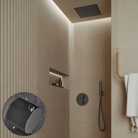 Saniclear Cube Stripes inbouw regendouche rond met inbouw douchekop 30x30cm verouderd ijzer - gunmetal