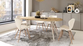 ALDO 100 Eiken Artisan/Beige poten - RONDE LOFT/INDUSTRIËLE TAFEL VOOR WOONKAMER/EETKAMER, UITSCHUIFBAAR